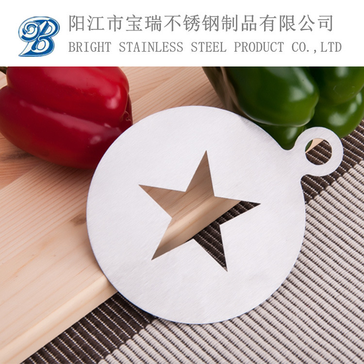 6-piece Stainless Steel Coffee Flower Stencil Mold Portable Coffee Milk Hand Spray Stencil Template