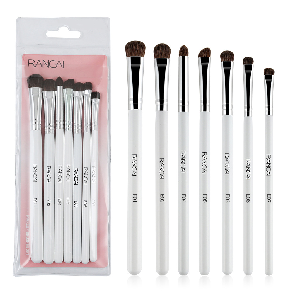 7 Pieces Makeup Brush Set Portable Horse Hair Eyeshadow Brush Eye Makeup Brush Cosmetic Tool Animal Hair Eye Brush