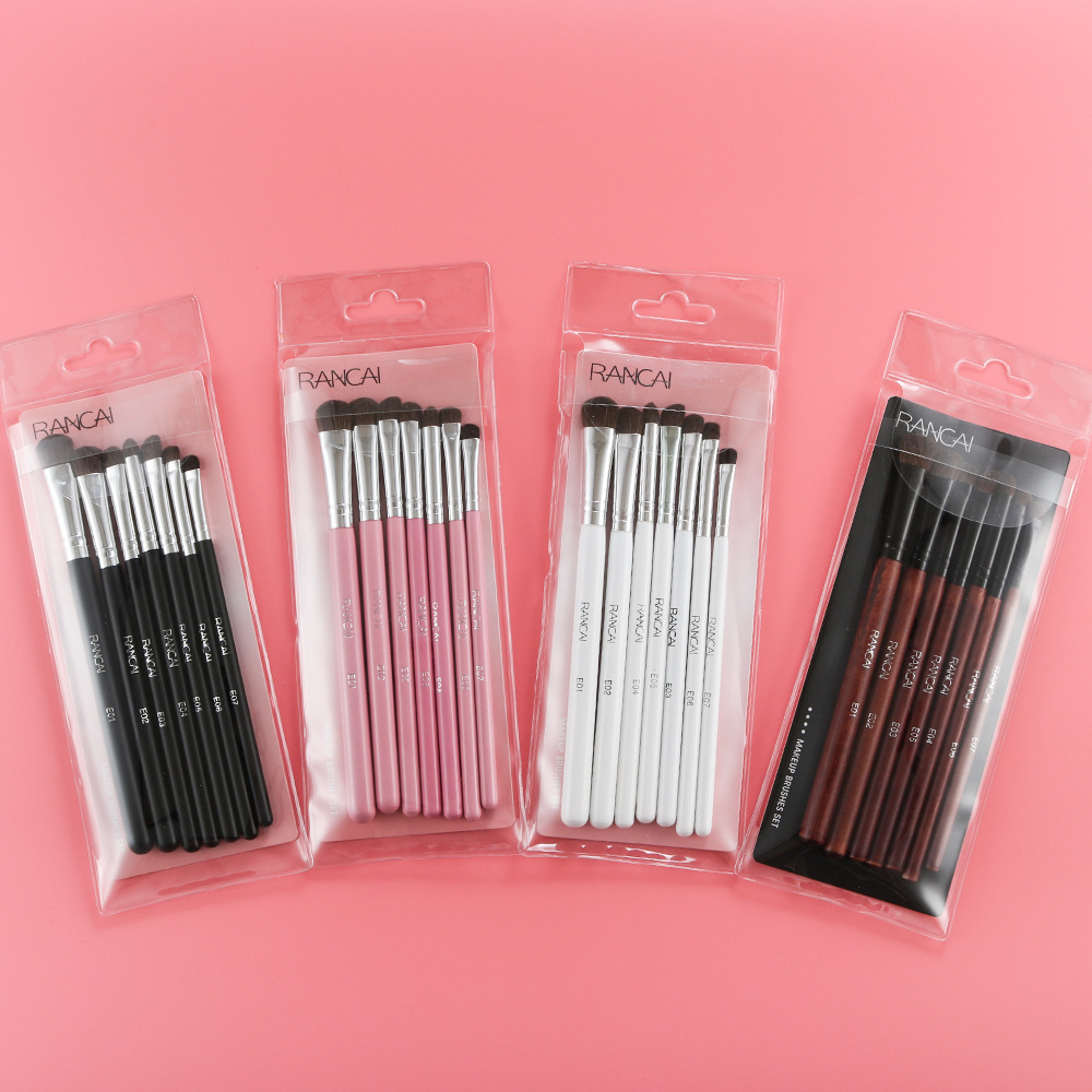 7 Pieces Makeup Brush Set Portable Horse Hair Eyeshadow Brush Eye Makeup Brush Cosmetic Tool Animal Hair Eye Brush