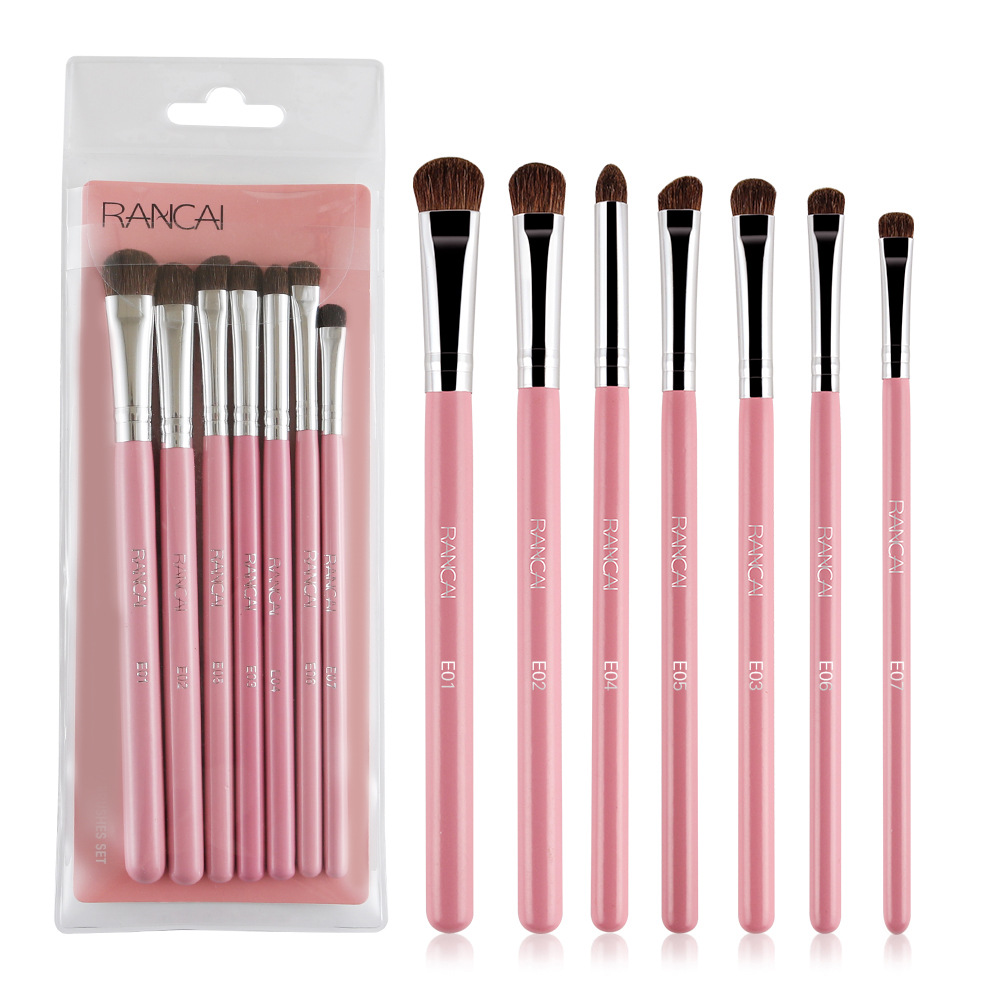 7 Pieces Makeup Brush Set Portable Horse Hair Eyeshadow Brush Eye Makeup Brush Cosmetic Tool Animal Hair Eye Brush