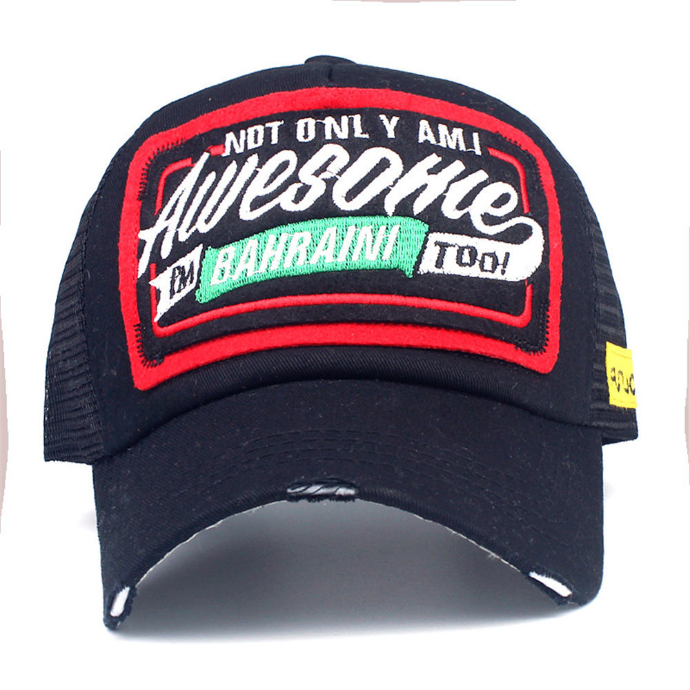 New patch baseball mesh cap with Awesohle letter embroidery for men and women