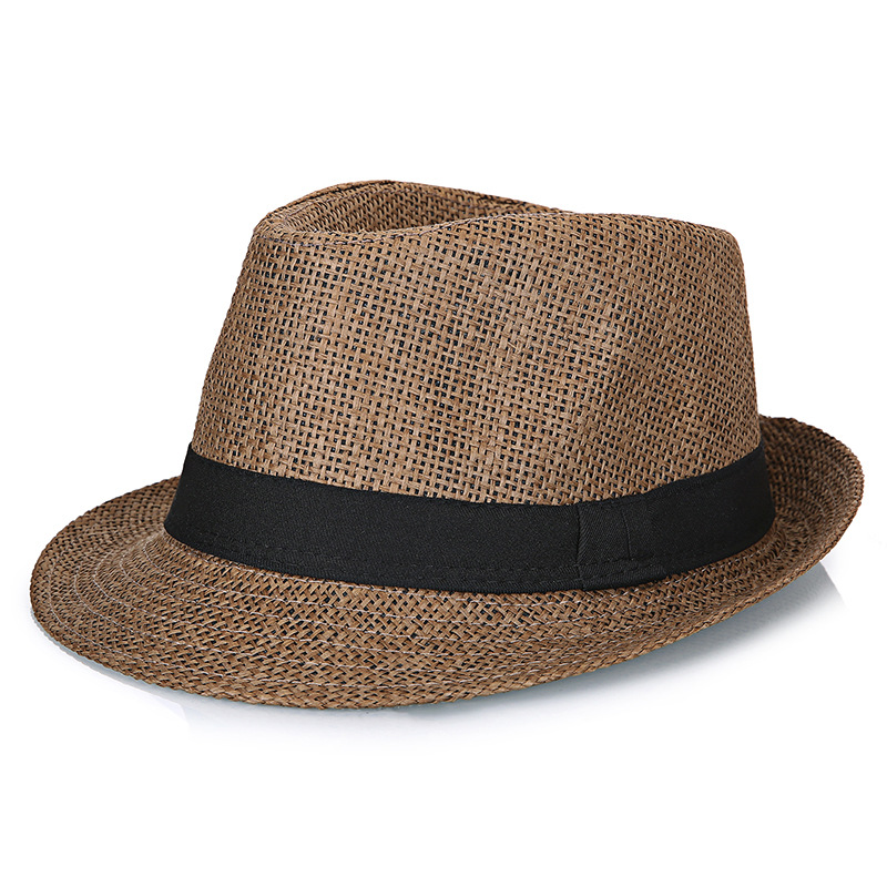Hat Men's 2021 Summer Linen Paper Straw Breathable and Refreshing Small Fedora Construction Site Sun Hat