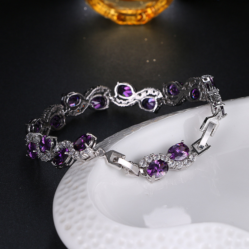 New bracelet for women, purple zirconia bracelet, Valentine's Day gift, dress accessories