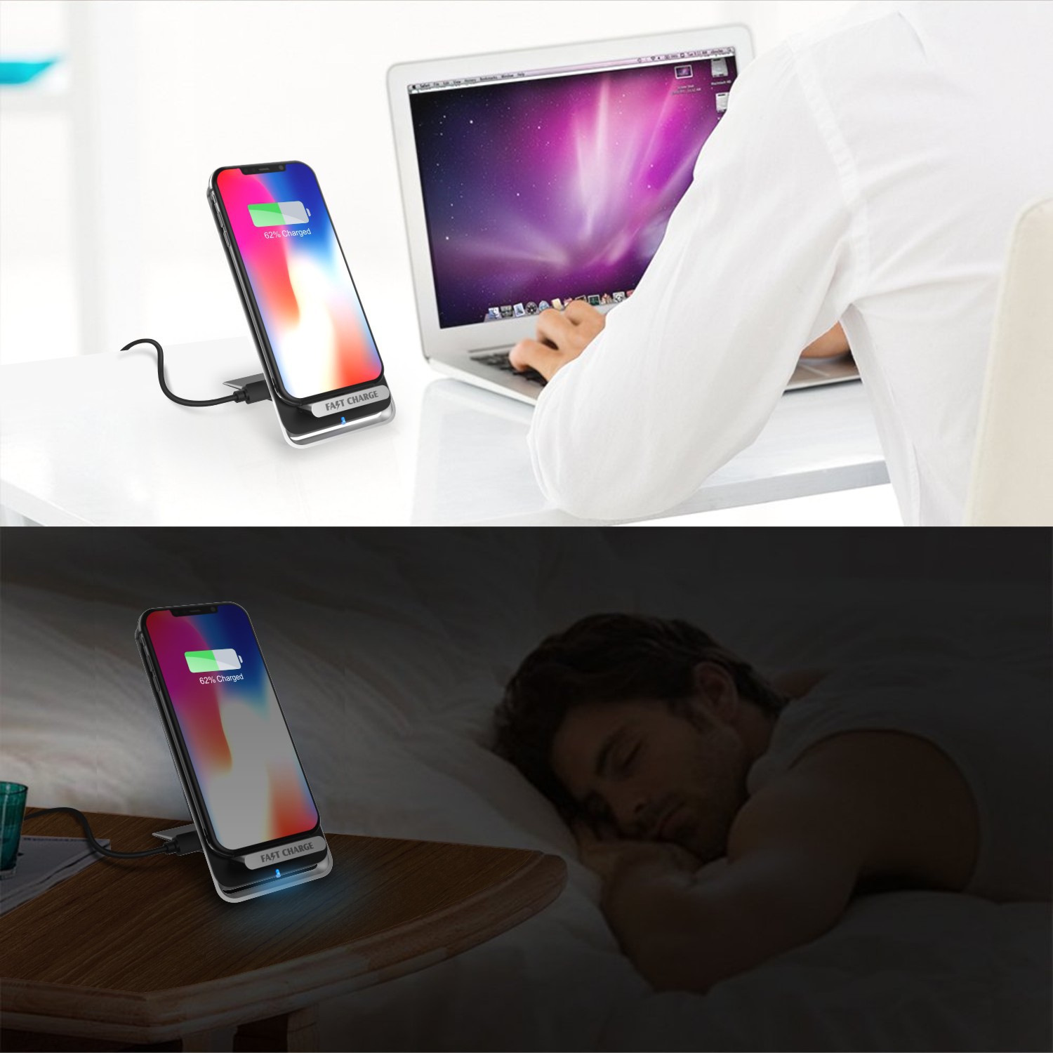 Factory Original Private Mold Vertical Wireless Charger Stand Horizontal 15W Fast Charging for All Qi Standard Phones
