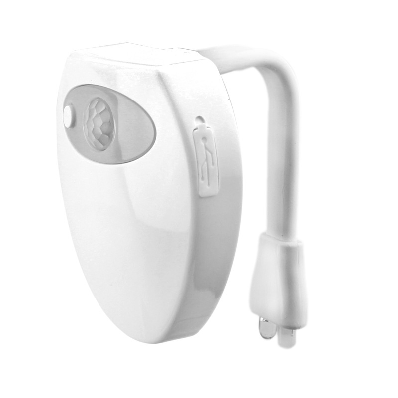 LED human body induction toilet night light USB charging 16-color bathroom atmosphere light with UV purple light sterilization function