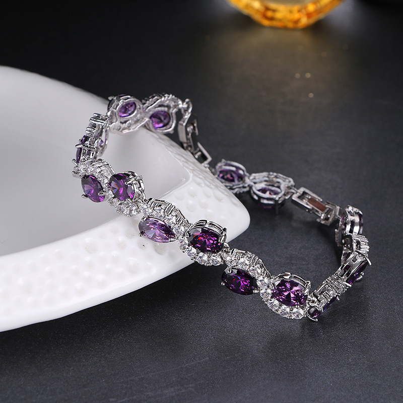 New bracelet for women, purple zirconia bracelet, Valentine's Day gift, dress accessories