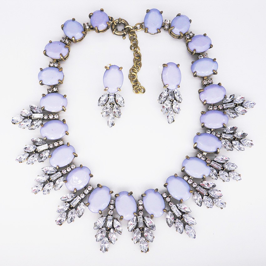 New accessories handmade exaggerated colorful crystal necklace earring set