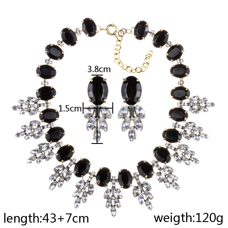 New accessories handmade exaggerated colorful crystal necklace earring set