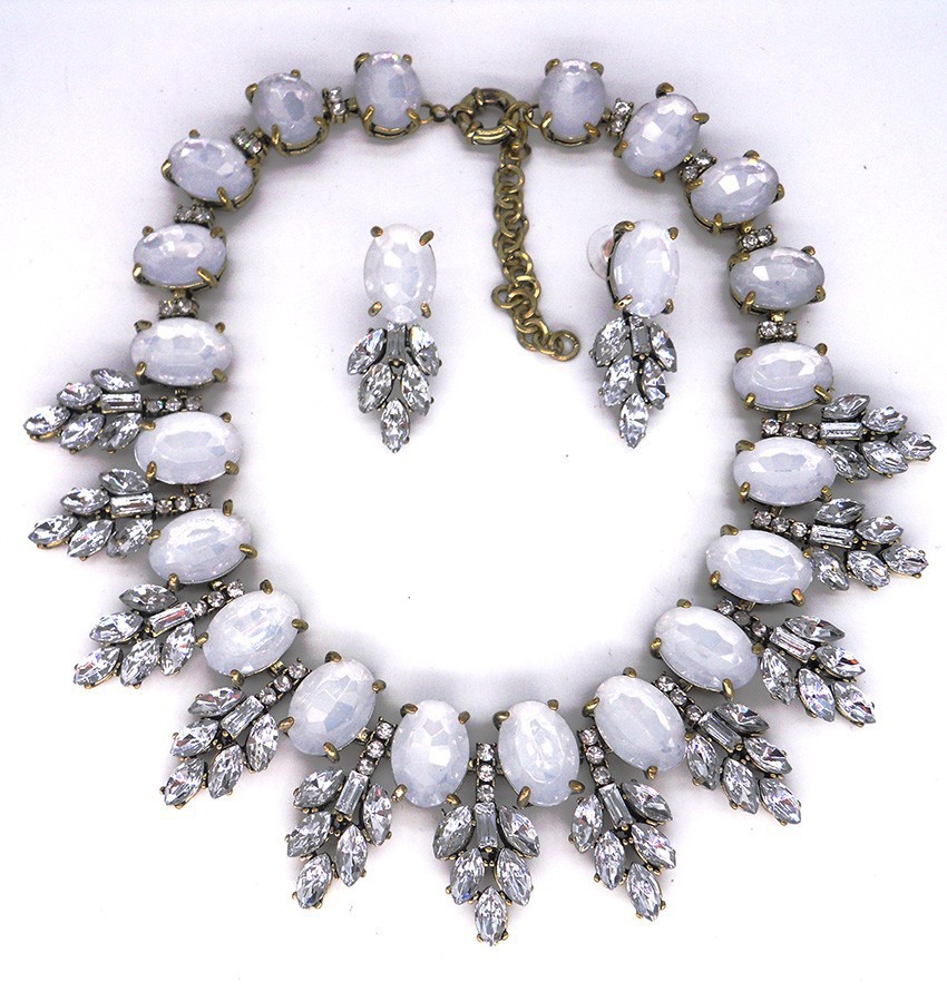 New accessories handmade exaggerated colorful crystal necklace earring set