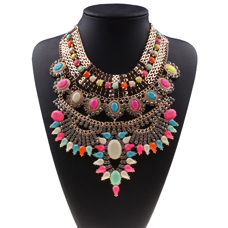 Big brand exaggerated necklace alloy diamond short necklace crystal necklace accessories