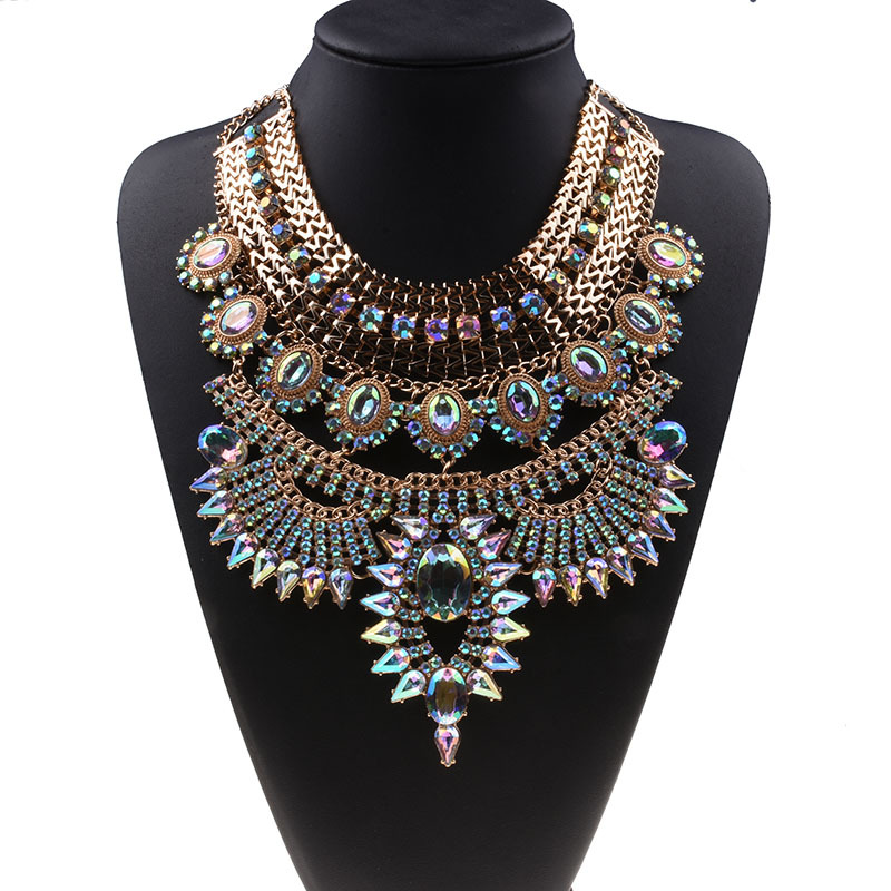 Big brand exaggerated necklace alloy diamond short necklace crystal necklace accessories