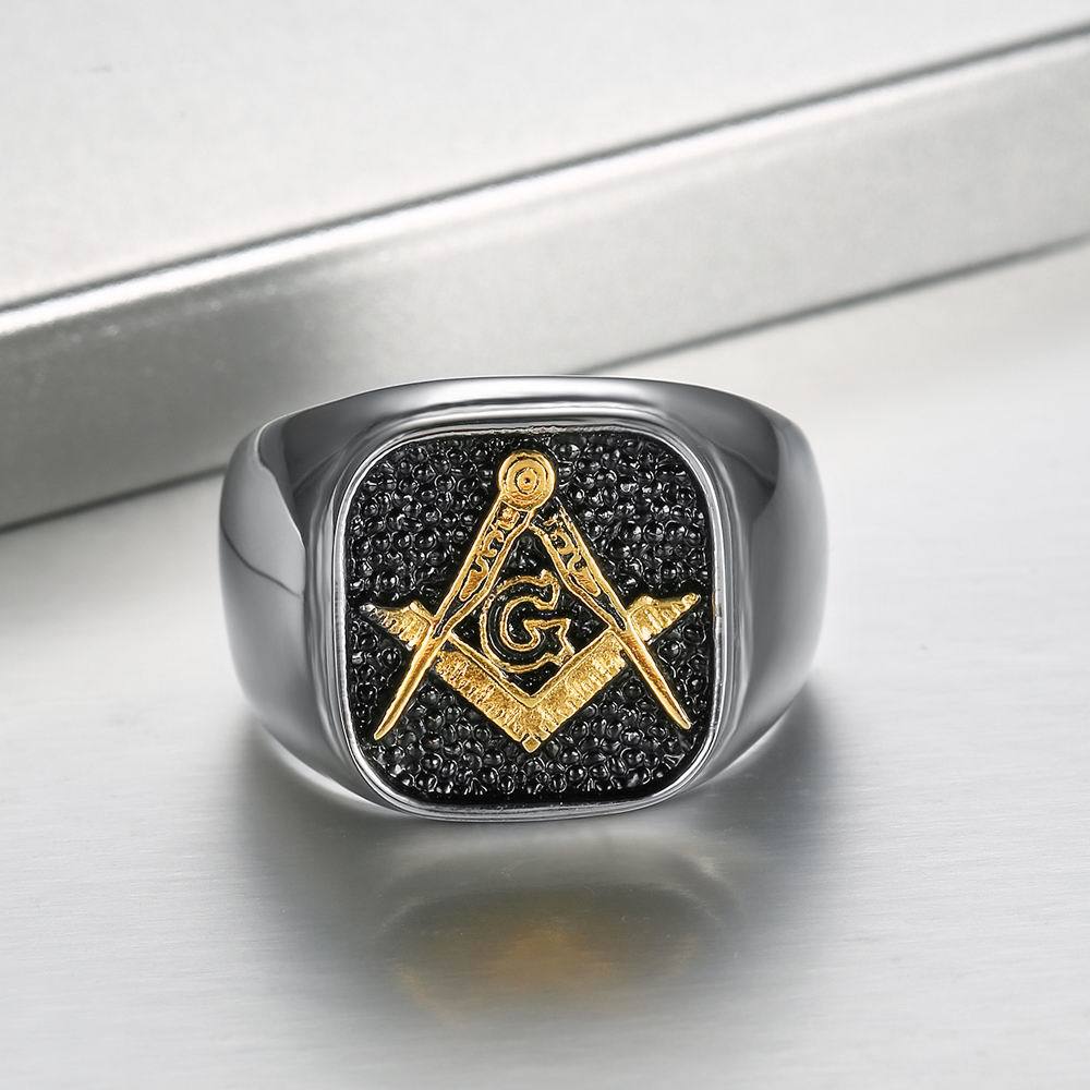 Accessory Men's Jewelry Hand Jewelry Freemason Titanium Steel Ring Men's Stainless Steel Finger Ring