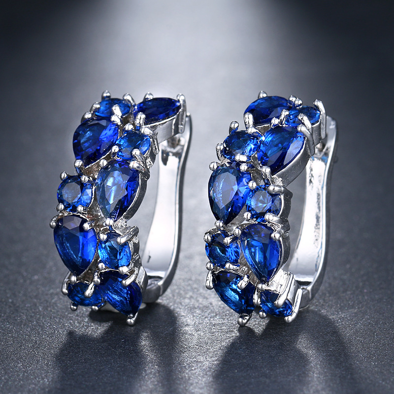 Women's colorful teardrop zirconia ear cuffs, Mona Lisa series earrings, accessories, small ornaments