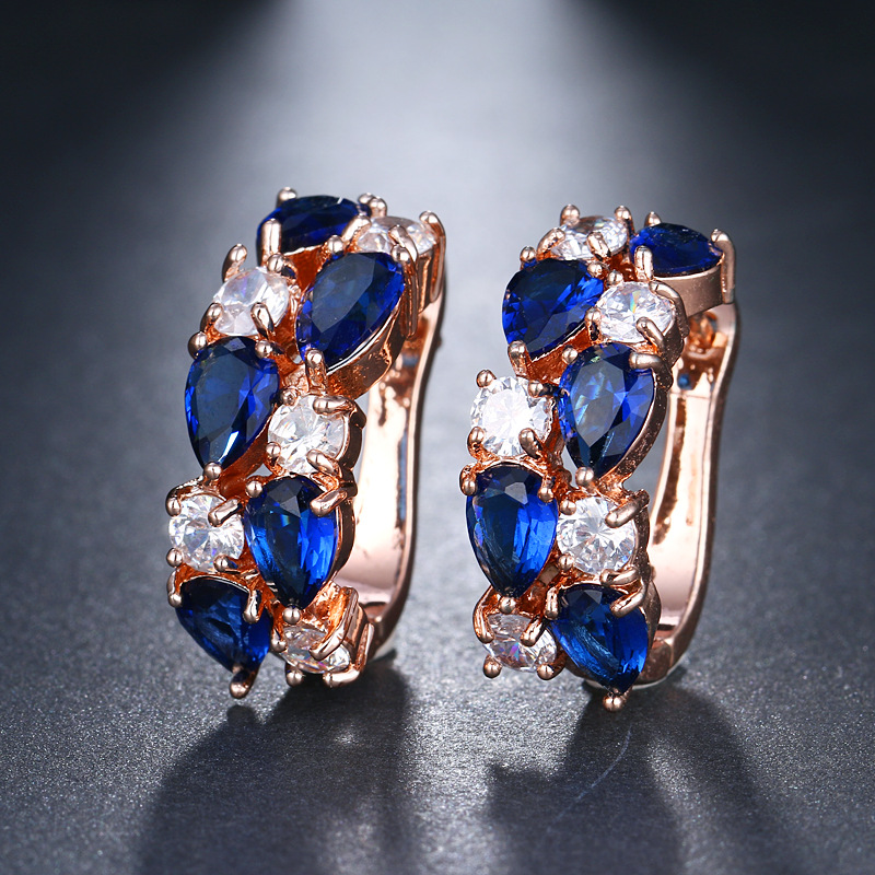 Women's colorful teardrop zirconia ear cuffs, Mona Lisa series earrings, accessories, small ornaments