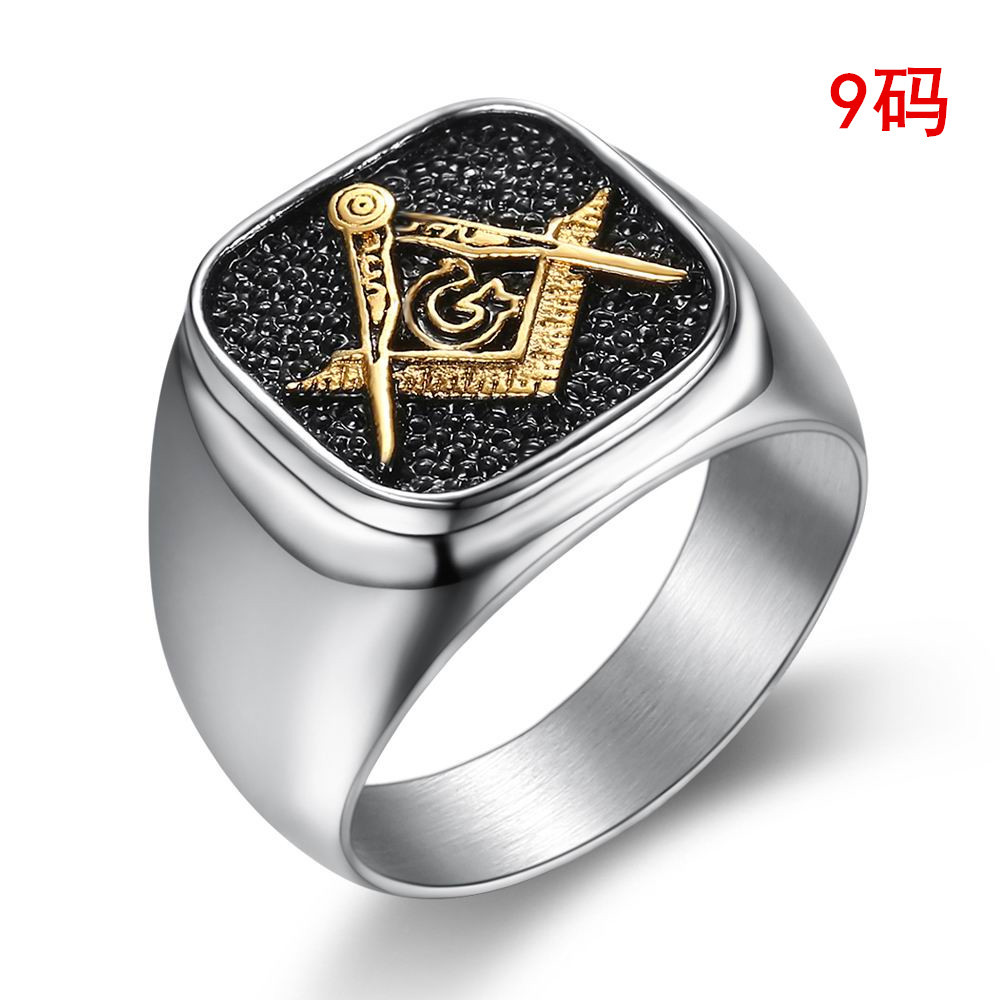 Accessory Men's Jewelry Hand Jewelry Freemason Titanium Steel Ring Men's Stainless Steel Finger Ring