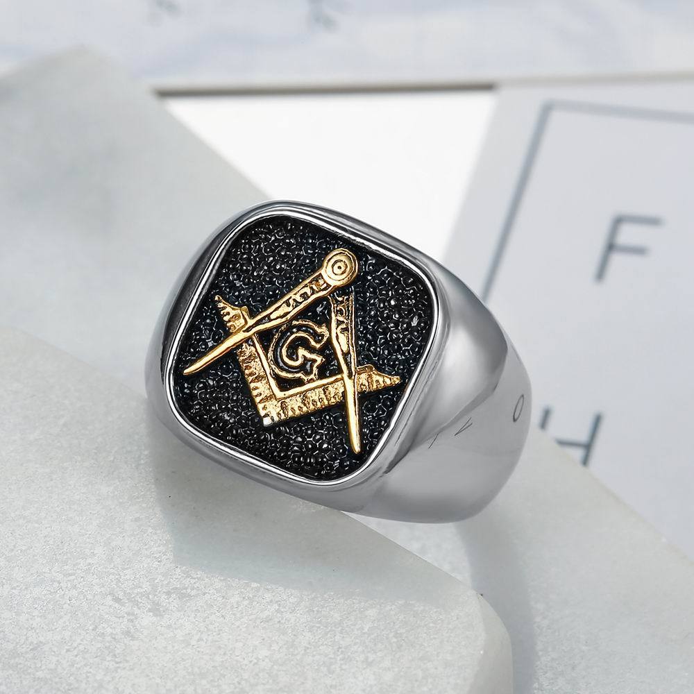 Accessory Men's Jewelry Hand Jewelry Freemason Titanium Steel Ring Men's Stainless Steel Finger Ring