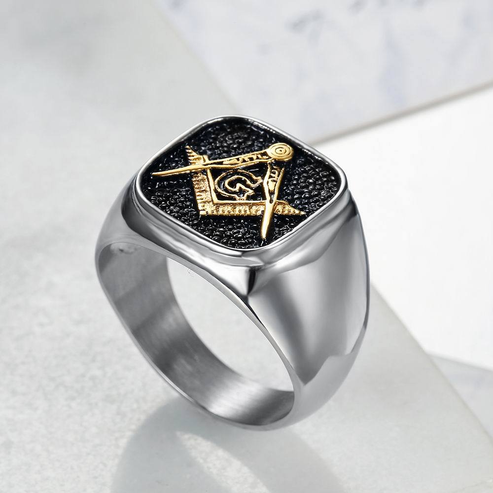 Accessory Men's Jewelry Hand Jewelry Freemason Titanium Steel Ring Men's Stainless Steel Finger Ring