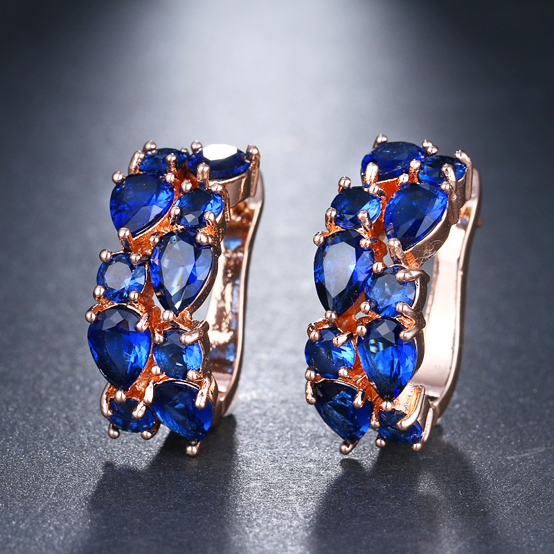 Women's colorful teardrop zirconia ear cuffs, Mona Lisa series earrings, accessories, small ornaments