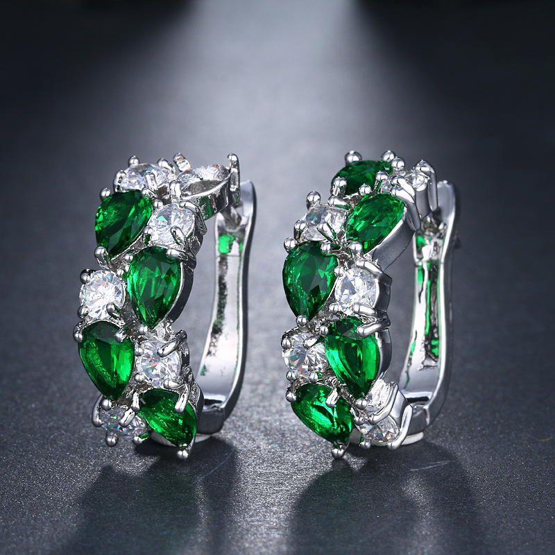 Women's colorful teardrop zirconia ear cuffs, Mona Lisa series earrings, accessories, small ornaments