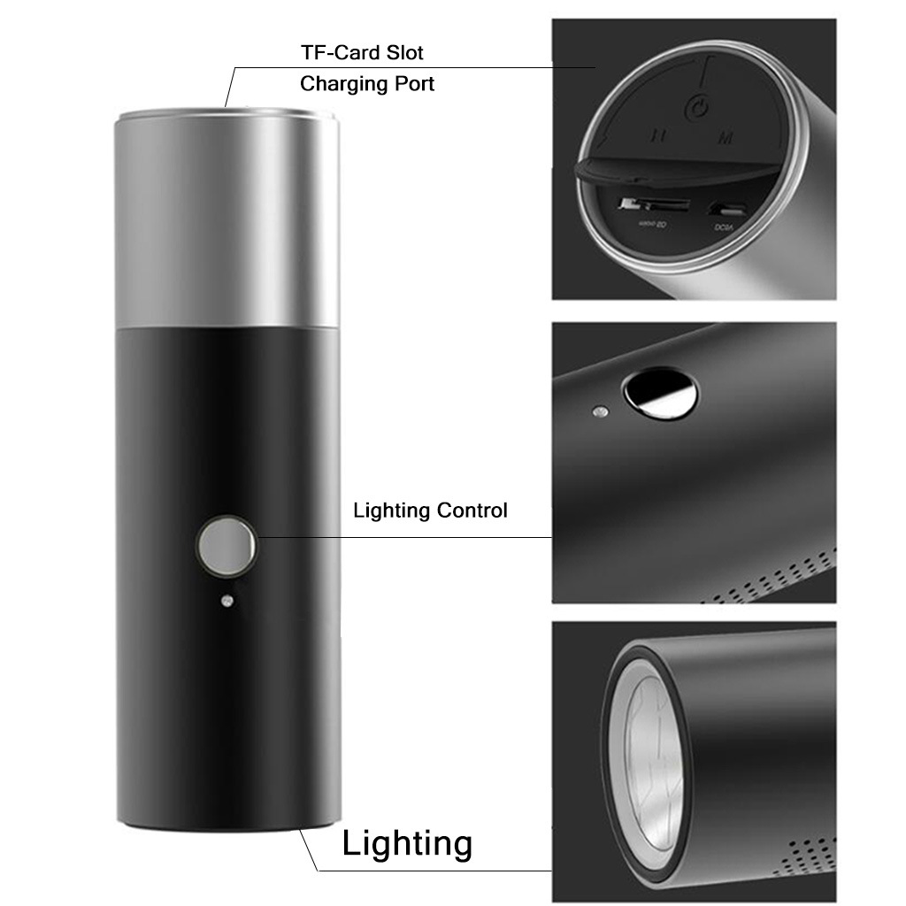 Bluetooth speaker small steel cannon flashlight card playback outdoor waterproof portable music call metal small speaker