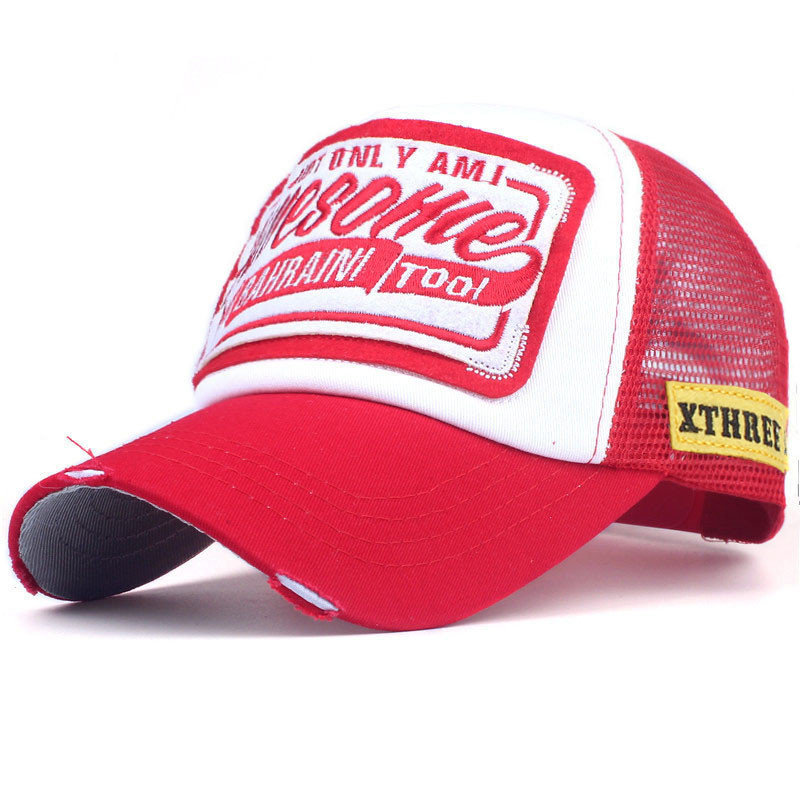 New patch baseball mesh cap with Awesohle letter embroidery for men and women
