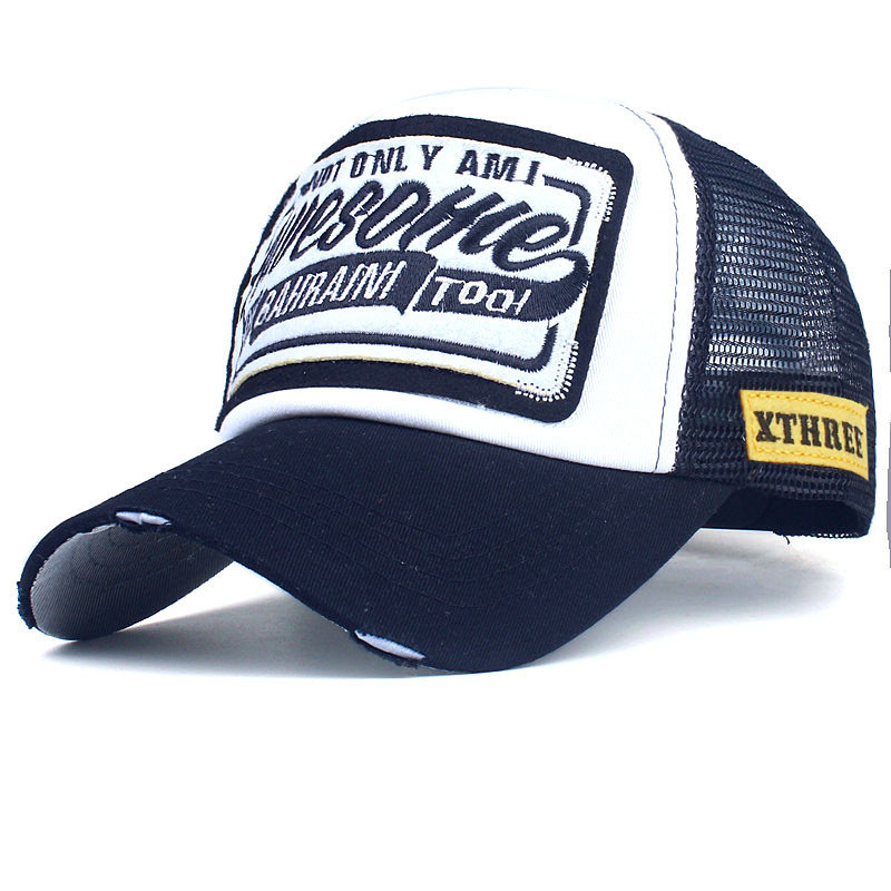 New patch baseball mesh cap with Awesohle letter embroidery for men and women