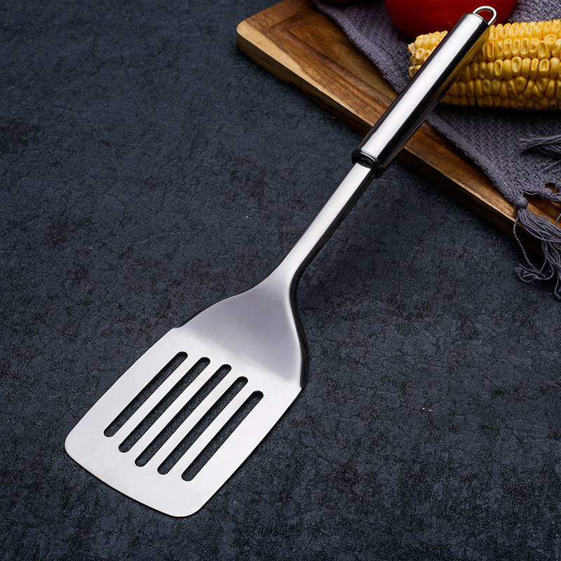 Thickened stainless steel spatula set for home use, soup spoon, high temperature resistant spatula, slotted spoon, kitchen, outdoor, hotel