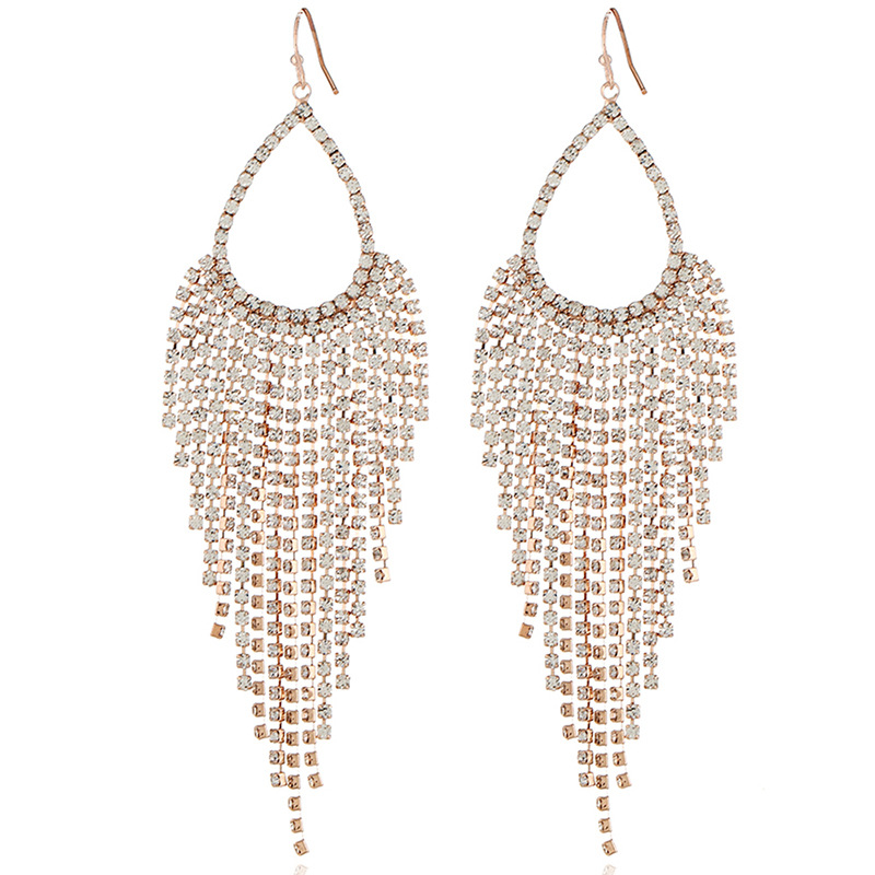 Accessories Women's Drop Earrings Tassel Rhinestone Claw Chain Full Diamond Earrings