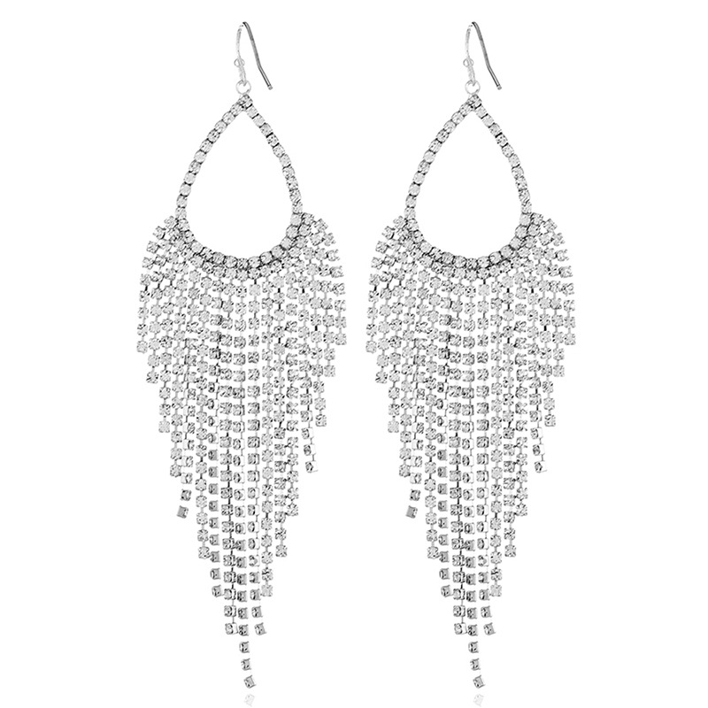 Accessories Women's Drop Earrings Tassel Rhinestone Claw Chain Full Diamond Earrings