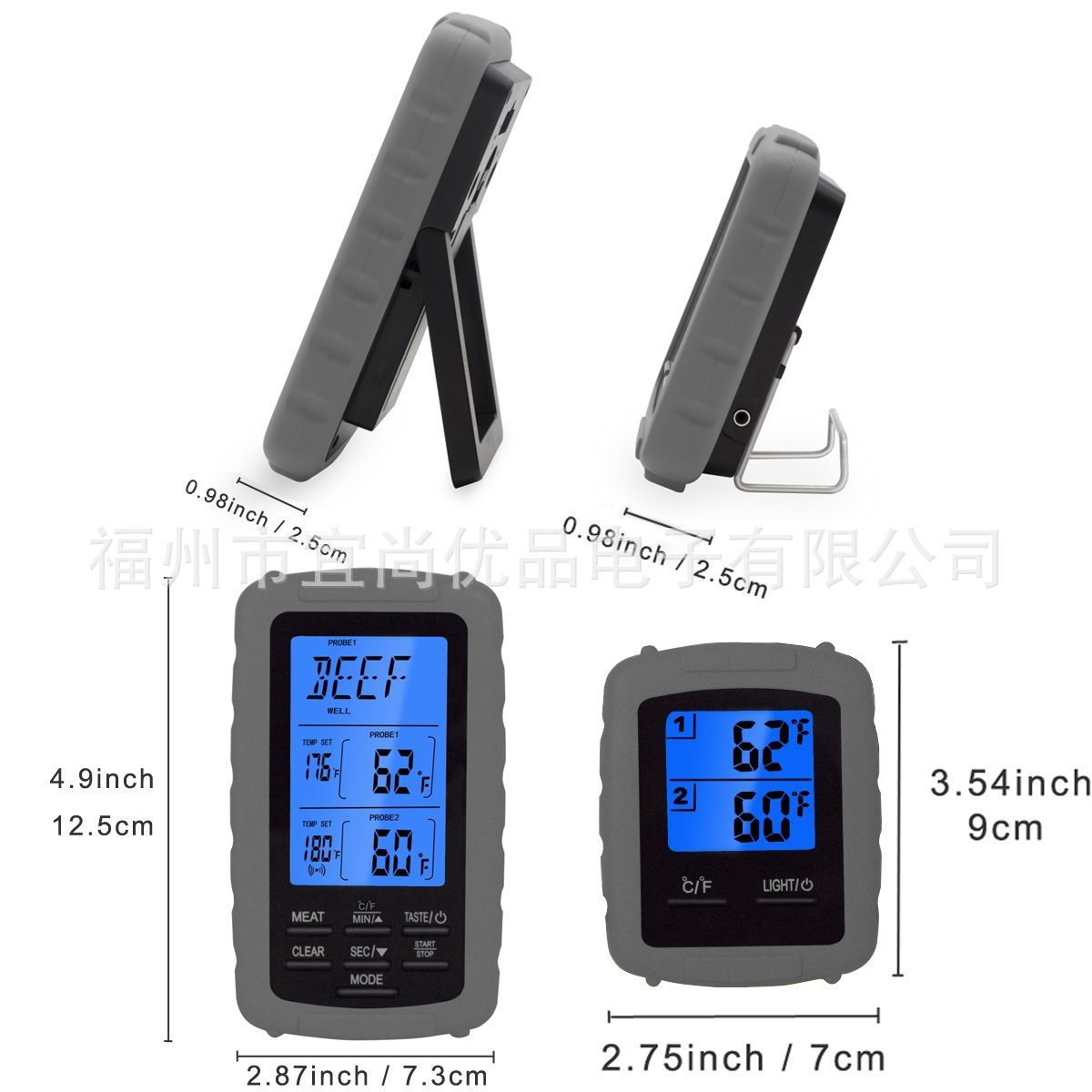 New Kitchen Food BBQ Thermometer Wireless Dual Channel Digital Monitoring Thermometer