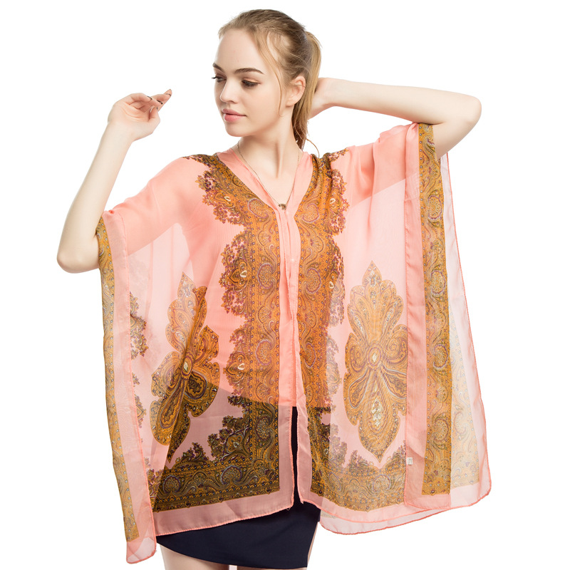 New Sun Protection Shawl Women Summer Chiffon Versatile Scarf Paisley Beach Silk Scarf