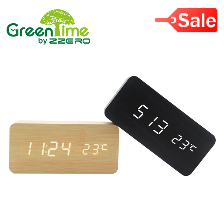 New LED Charging Alarm Clock Home Multifunctional Wooden Clock Student Gift Smart Electronic Clock