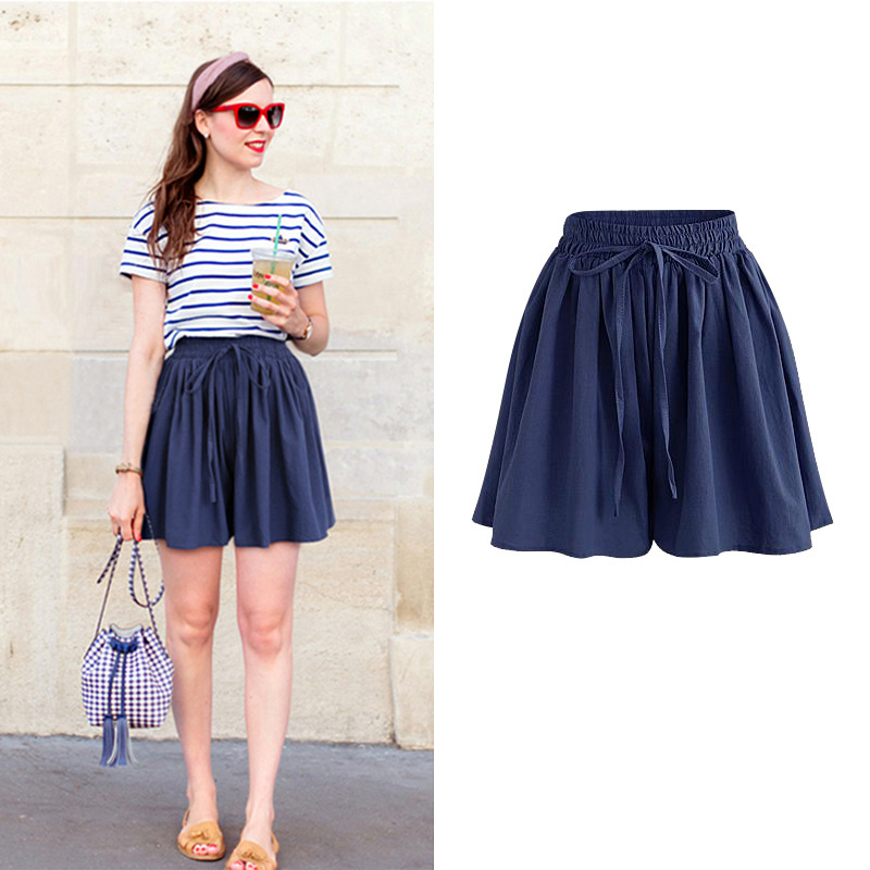 Plus size wide-leg shorts women summer new chiffon skirt pants single layer elastic waist loose casual pants