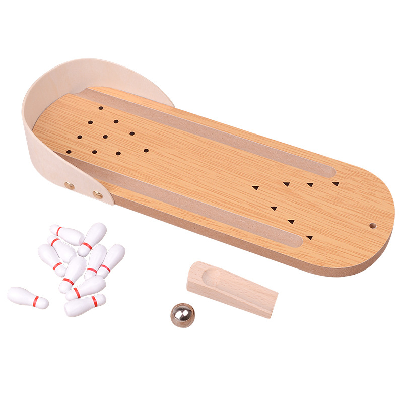 Children's Educational Mini Bowling Wooden for Adults Stress Relief Parent-child Interaction Leisure Tabletop Game Toy