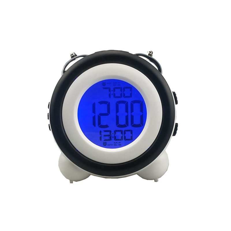 High Volume Simple Stereo LED Alarm Clock Silent Night Light Electronic Clock Double Bell Two Groups Alarm Clock 0705