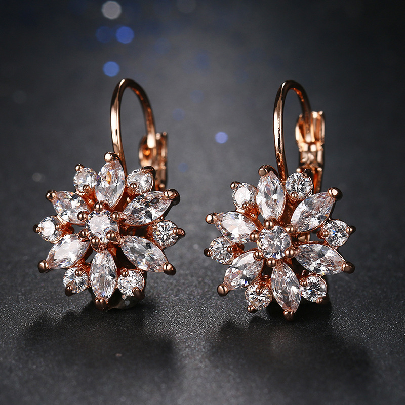 Dark night accessories ear cuffs, AAA colorful flower zirconia stud earrings, earrings, ornaments