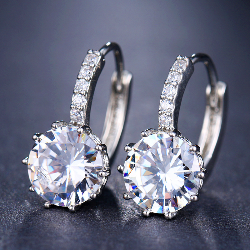 New multicolor zirconia inlaid women's earrings, simple and fresh accessories, ear hoops, ear ornaments