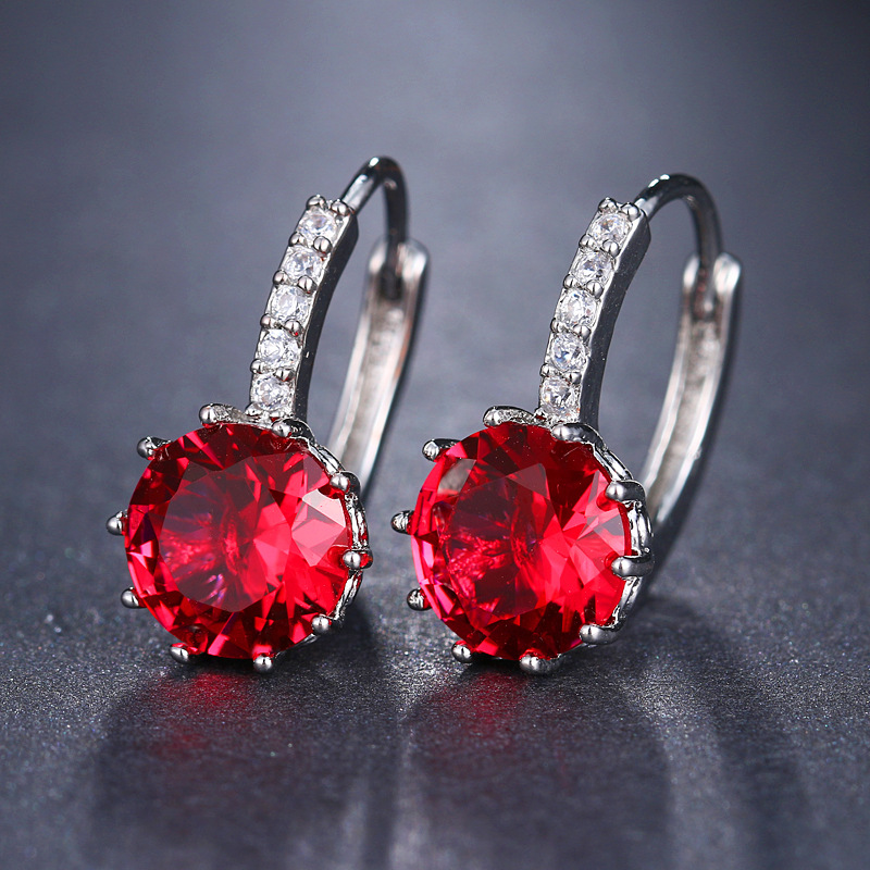 New multicolor zirconia inlaid women's earrings, simple and fresh accessories, ear hoops, ear ornaments