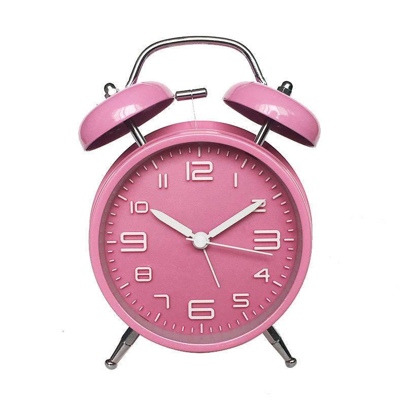 4-Inch Metal Bell Alarm Clock Ultra-Silent 3D Digital Scale Colorful Large Alarm Clock