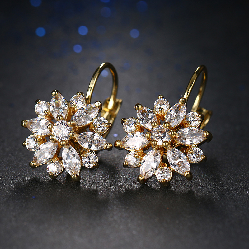 Dark night accessories ear cuffs, AAA colorful flower zirconia stud earrings, earrings, ornaments