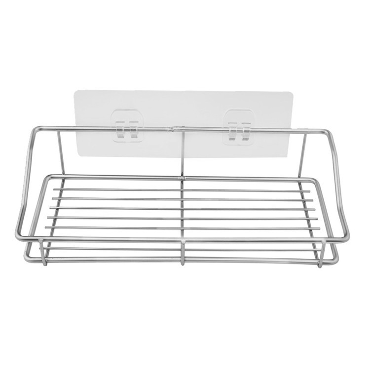 No-drill, adhesive bathroom storage rack, kitchen, bathroom, wall-mounted, stainless steel storage