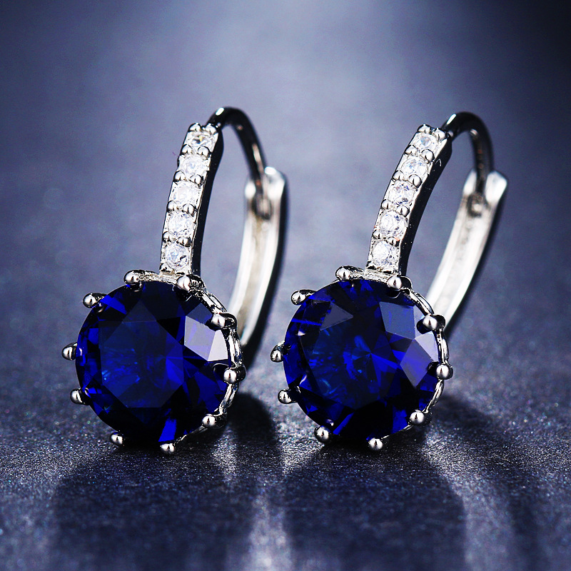 New multicolor zirconia inlaid women's earrings, simple and fresh accessories, ear hoops, ear ornaments