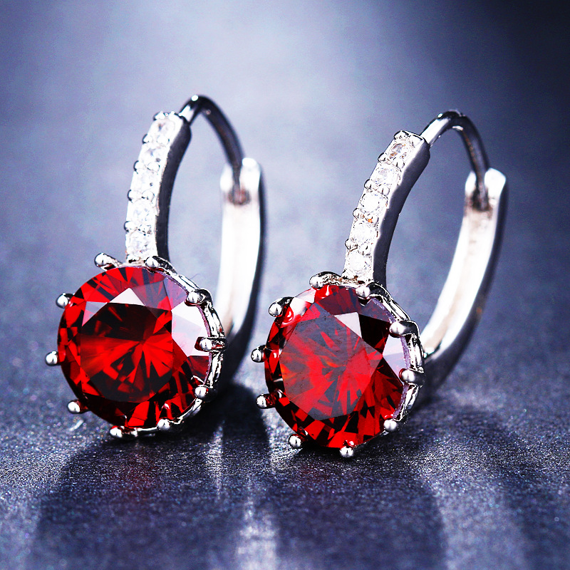 New multicolor zirconia inlaid women's earrings, simple and fresh accessories, ear hoops, ear ornaments
