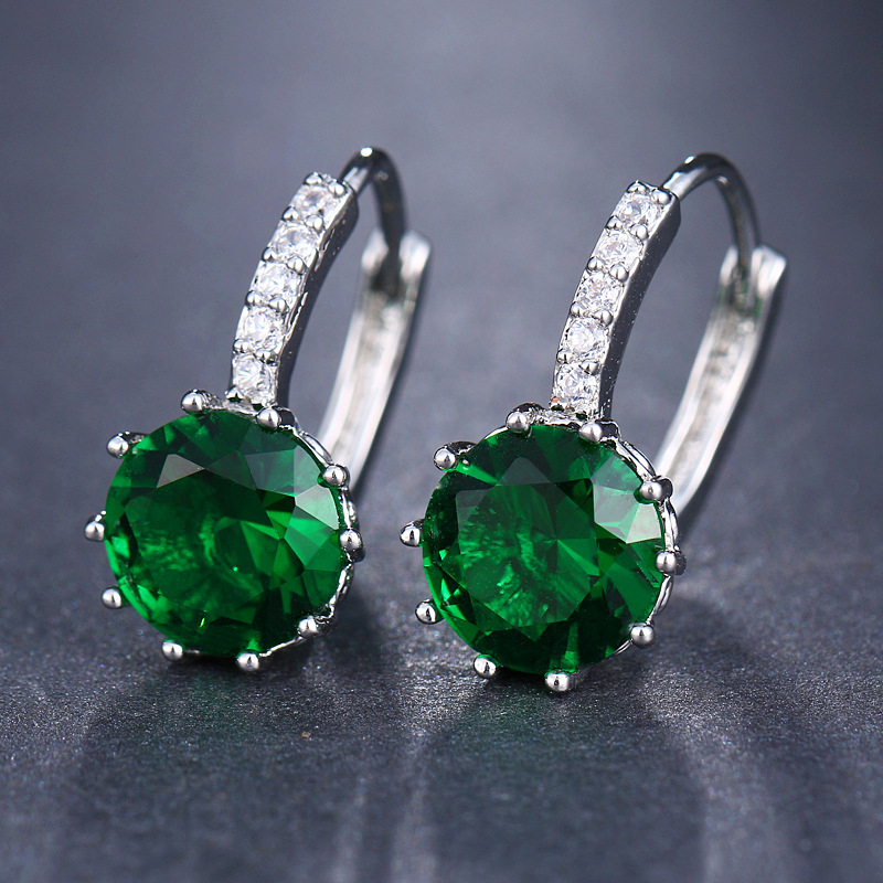 New multicolor zirconia inlaid women's earrings, simple and fresh accessories, ear hoops, ear ornaments