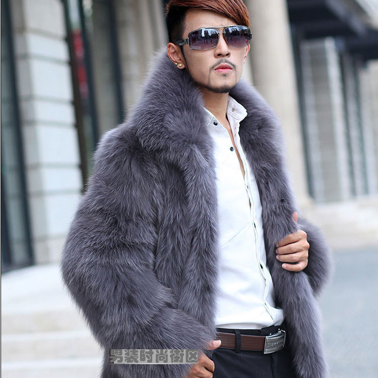 Men's fur jacket new imitation fox fur men's fur coat sales handsome business