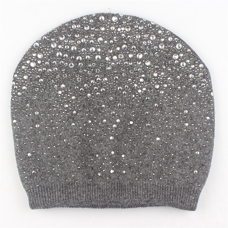 New autumn and winter rhinestone starry sky women's pullover hat cashmere rabbit hair blend knitted hat warm winter hat hot