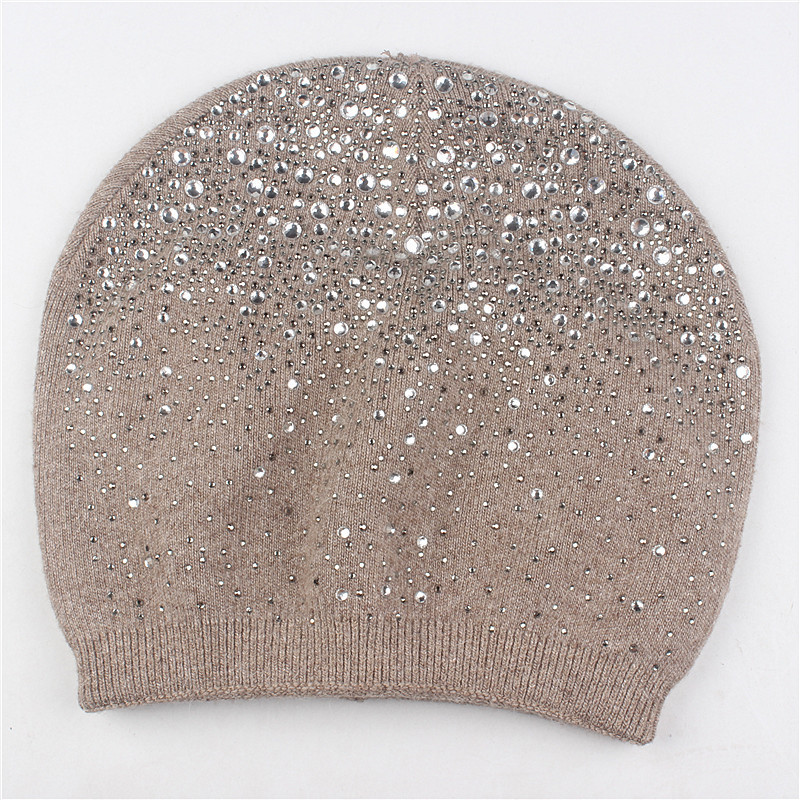 New autumn and winter rhinestone starry sky women's pullover hat cashmere rabbit hair blend knitted hat warm winter hat hot