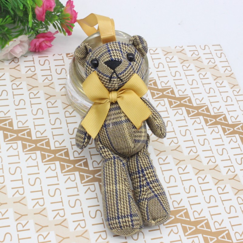 Fabric Bow Tie Teddy Bear Plush DIY Long Leg Bear Keychain Bag Charm Promotional Gift