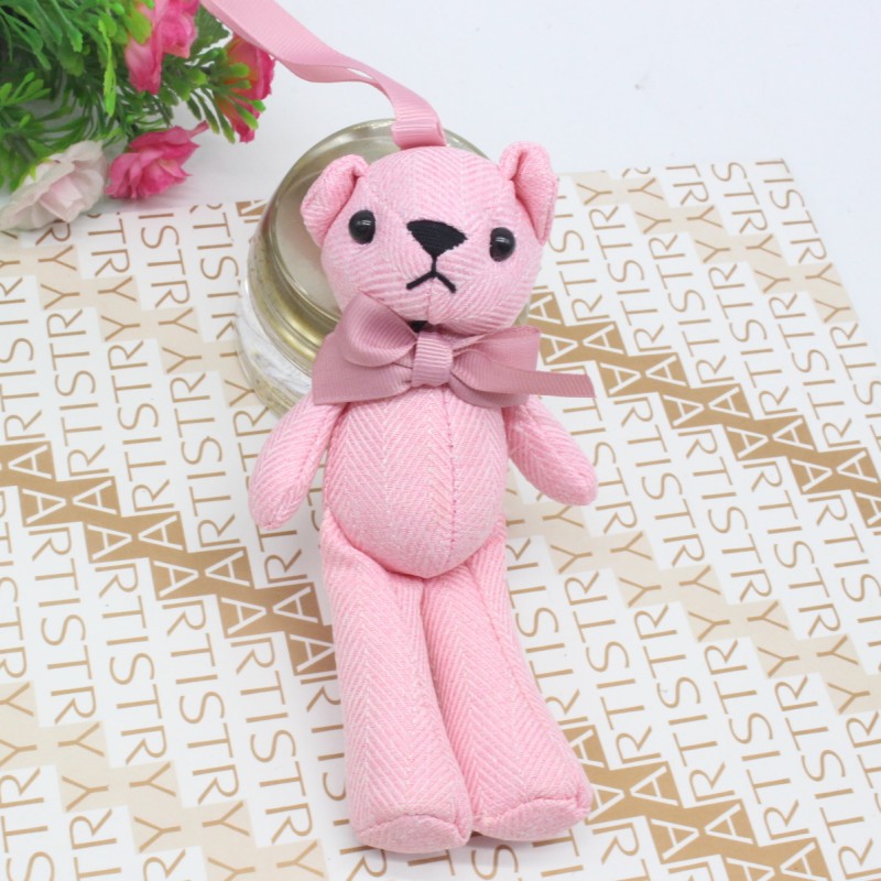 Fabric Bow Tie Teddy Bear Plush DIY Long Leg Bear Keychain Bag Charm Promotional Gift
