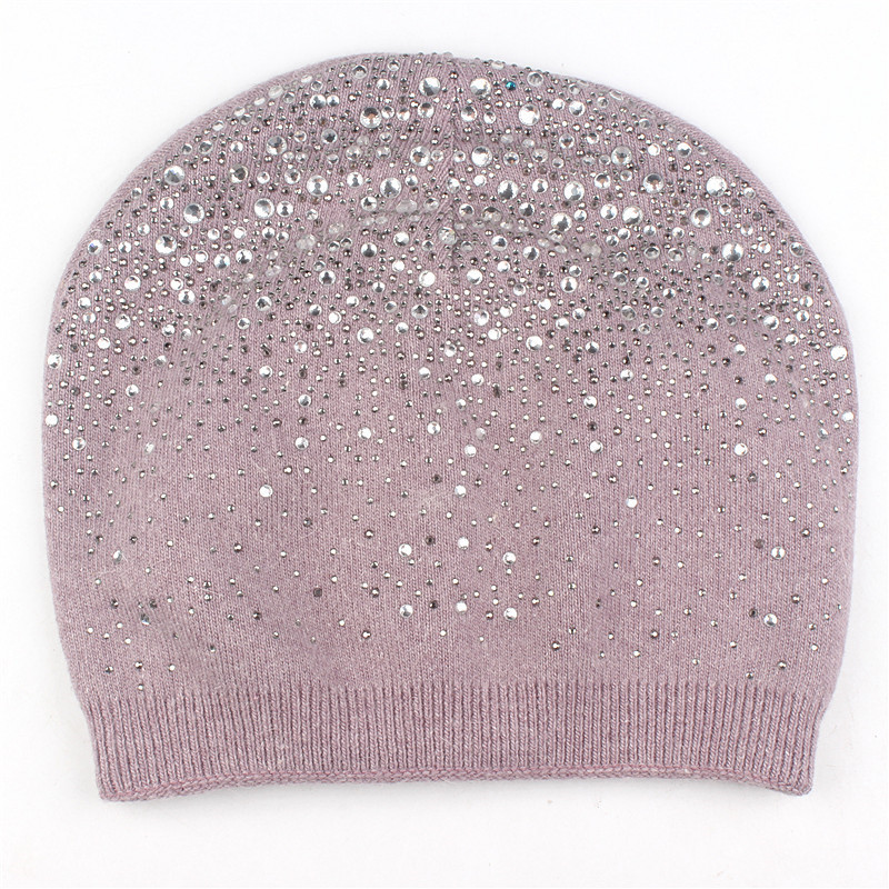 New autumn and winter rhinestone starry sky women's pullover hat cashmere rabbit hair blend knitted hat warm winter hat hot
